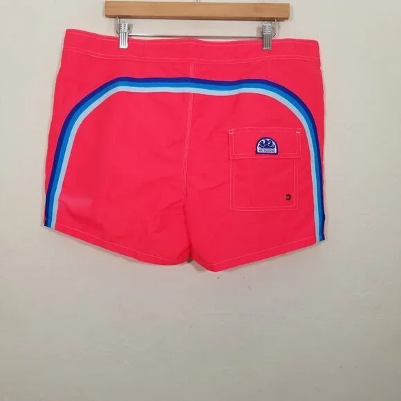 NWOT Sundek Swim Trunks Men's Fluo Orange Rainbow Shorts Size 38